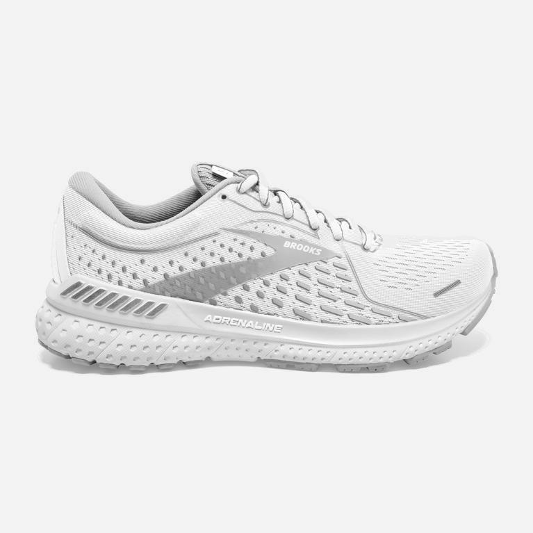 Ténis Brooks Adrenaline Gts 21 Sapatilhas De Corrida Para Estrada Mulher Branco/Cinzentas/Prateadas